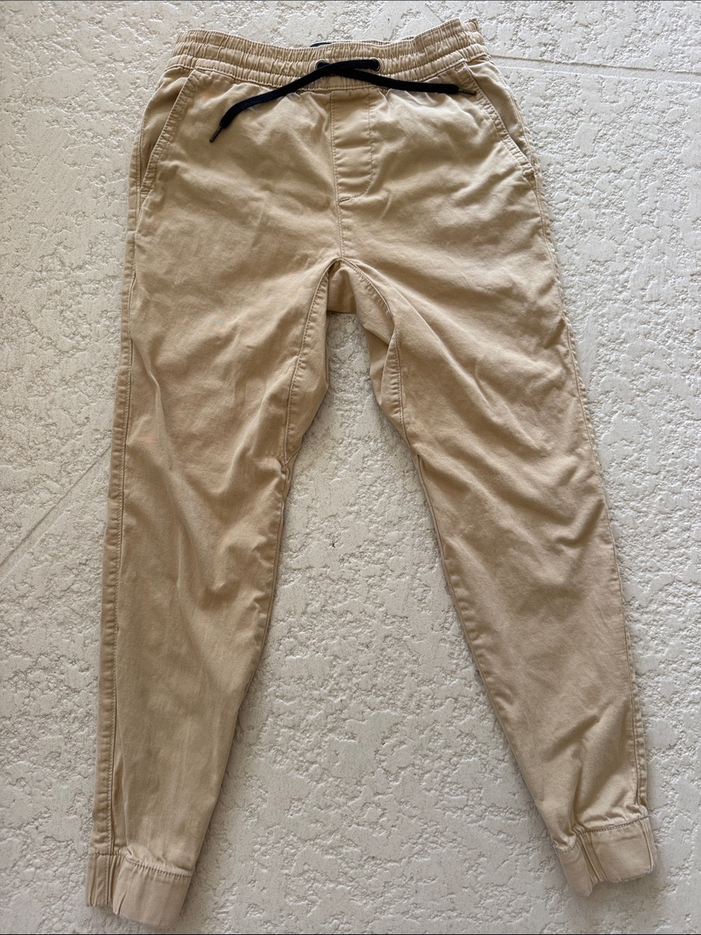 Hollister Sand Beige Jogger Pants with Black Drawstring